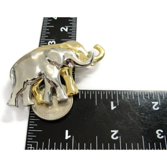 Lauren Conrad Silver And Gold Elephants Brooch Pin Marked LC - Picture 3 of 10